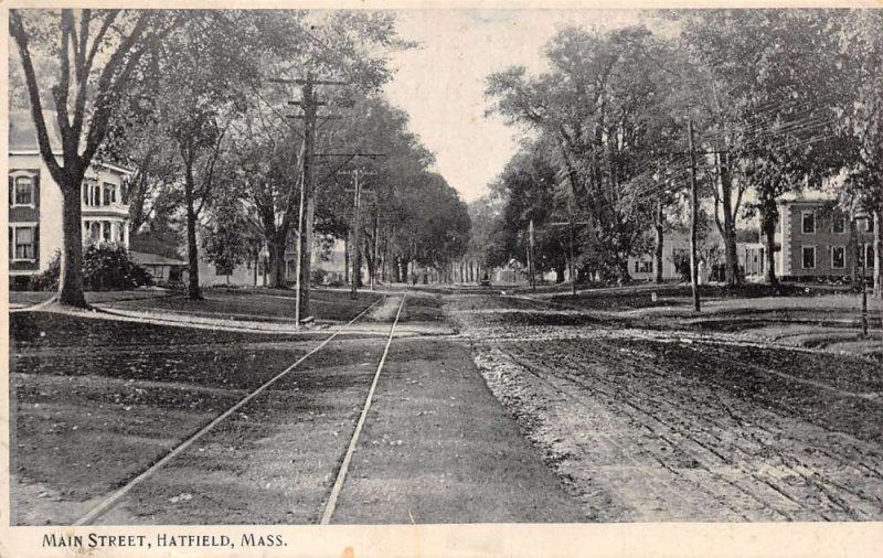 Hatfield Massachusetts Main Street Residential Area Vintage Postcard AA63786 