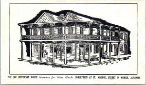 1940s Joe Jefferson House Restaurant Mobile Alabama Postcard