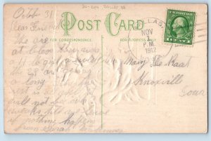DPO Dallas Iowa IA Postcard Roses Flowers To Greet You Embossed 1912 Antique