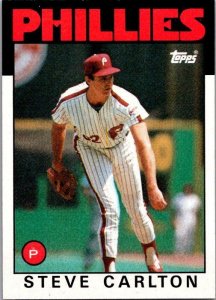 1986 Topps Baseball Card Steve Carlton Philadelphia Phillies sk10703