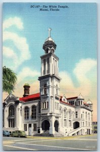 Miami Florida FL Postcard White Temple Exterior Building c1940 Vintage Antique