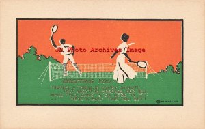 Signed A.G, Gibson, Couple Playing Tennis, Art Deco