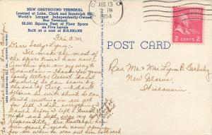 Vintage Linen Postcard; Greyhound Bus Terminal Drugstore Chicago IL posted