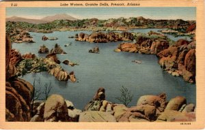 Lake Watson, Granite Dells, Prescott, Arizona, U.S. Highway 89, Lolles Postcard