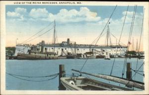 Annapolis MD Naval Academy Reina Mercedes Ship c1920 Postcard