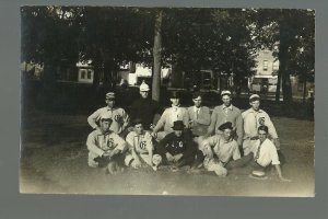 Elkhorn WISCONSIN RP 1907 BASEBALL TEAM Posing nr Lake Geneva Delavan East Troy