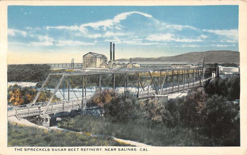 Salinas California Spreckels Sugar Beet Refinery Antique Postcard K13766