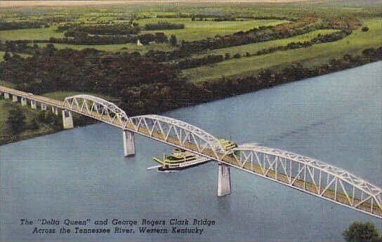 The Delta Queen And George Rogers Clark Bridge Across The Tennesse River West...