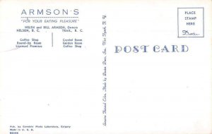 Nelson BC Canada Armson's Restaurant Vintage Postcard AA15069