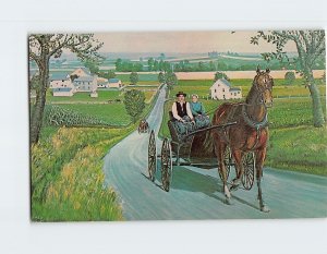 Postcard Amish Courting Carriage By H. J. Loewen, Heart of Amishland, PA