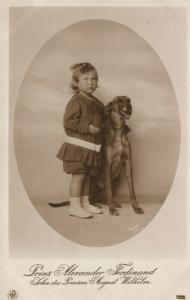 PRUSSIAN PRINCE ALEXANDER FERDINAND w/ DOG ANTIQUE REAL PHOTO POSTCARD RPPC