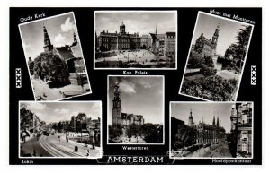 Multiple Views of Palaces in Amsterdam Netherlands RPPC Postcard