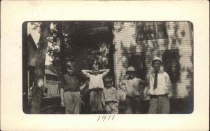 Wheaton Minnesota MN Cancel Boys & House 1911 Real Photo Postcard