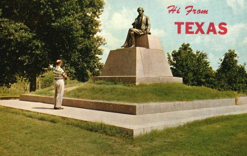 Vintage Postcard Stephen F Austin Statue Father Of Texas San Felipe Austin Park
