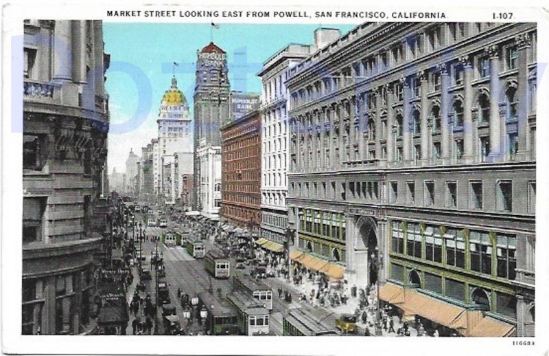 MARKET ST LOOKING EAST FROM POWELL SAN FRANCISCO