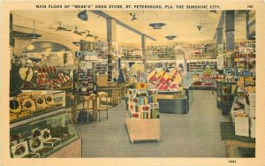 Florida St Petersburg Webb's Drug Store interior Atlantic linen Postcard 22-1069