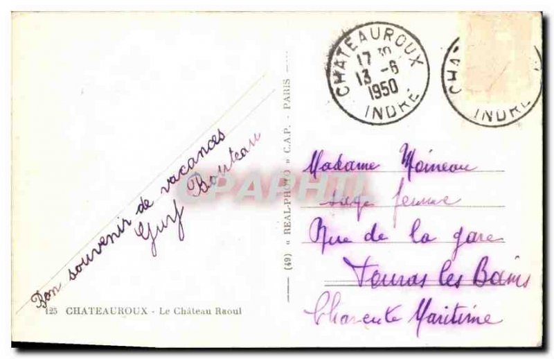 Old Postcard Chateauroux Le Chateau Raoul