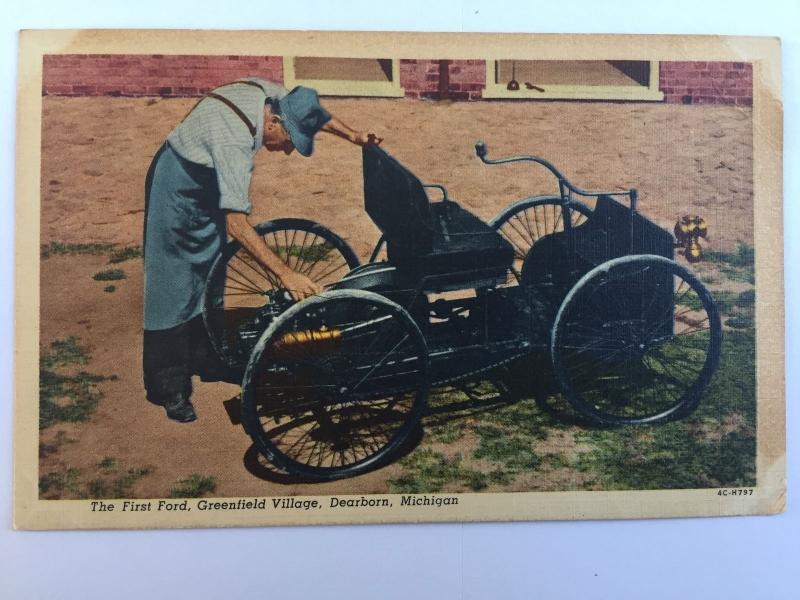 Dearborn Michigan Greenfield Village First Ford Henry Ford Vintage Postcard A22