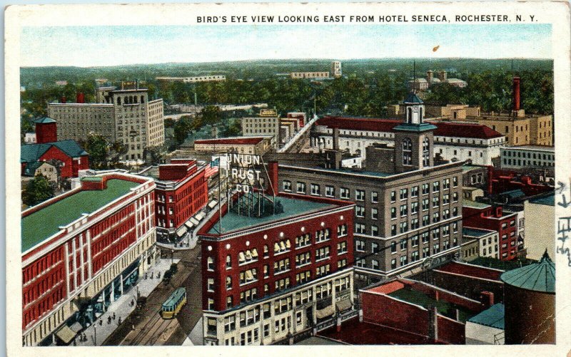1920s Bird's Eye View Looking East from Hotel Seneca Rochester New York Postcard