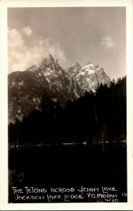 RPPC Tetons Across Jenny Lake, Jackson Lake Lodge WY Vintage Postcard K30