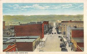 Casper Wyoming Birdseye View Street Scene Antique Postcard K10327