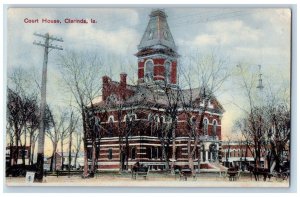 Clarinda Iowa IA Postcard Court House Building Exterior Roadside 1907 Carriages