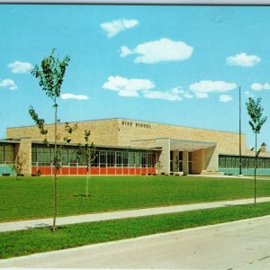 1959 Beaver Dam, WI High School Midcentury Modern Building Clouds New Trees A223