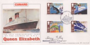 Doug Ridley Captain Cunard Line Queen Elizabeth Ship Hand Signed RARE FDC