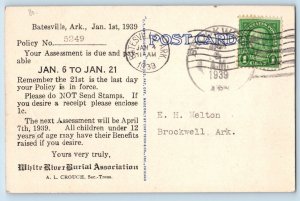 Batesville Arkansas AR Postcard Crouch Funeral Home Scene Street 1939 Vintage