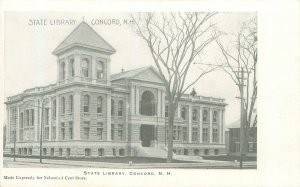 Concord New Hampshire NH State Library B&W Postcard Unused