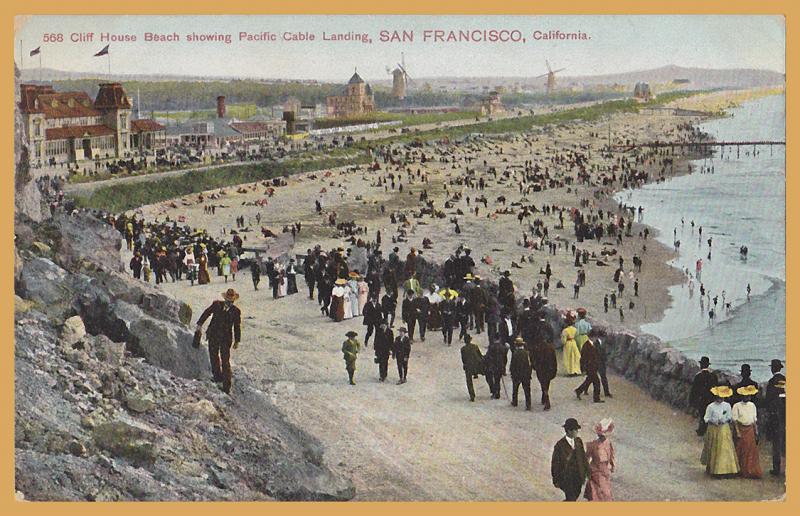 San Francisco, Cal., Cliff House Beach showing Pacific Cable Landing-1908