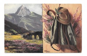 Marke Egemes Serie 63 Austria 1913 2 Artist Paintings Mountain Clothing Postcard