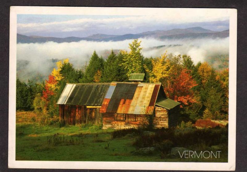 VT Sugarhouse Sugar House Maple Syrup Moretown Vermont Fall Foliage postcard