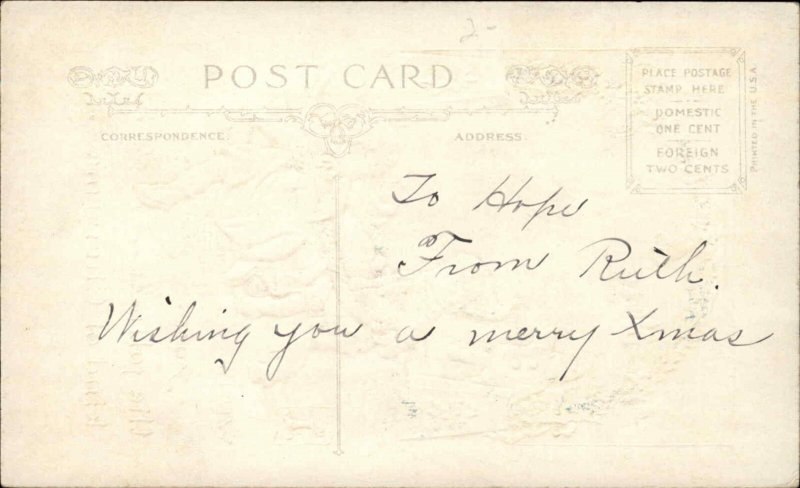 Christmas Children with Garland c1910 Vintage Postcard