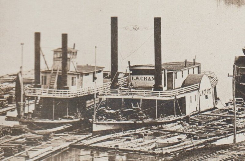 Reeds Landing MINNESOTA RPPC 1910 STEAMBOATS Docked MISSISSIPPI RIVER nr Wabasha