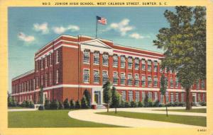 SUMTER, SC South Carolina  JUNIOR HIGH SCHOOL~W Calhoun St  1946 Linen Postcard