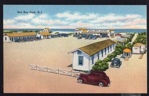 New Jersey SEA BAY PARK Bathing Pavilion with older cars LINEN