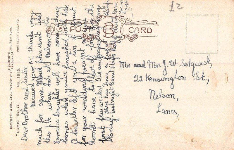 L028 Orchestra Conductor humor british vintage postcard