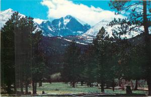 Long`s Peak as seen from Colorado Highway near Long`s Peak Inn