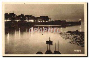 Old Postcard Le Treport Seine Inf Port Night Effect