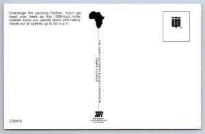 Python Rollercoaster, Busch Gardens, Tampa Florida FL, Vintage Chrome Postcard