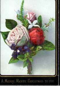 1880s-90s Tri-Folding Victorian Christmas Card Poem Eden Hooper #W