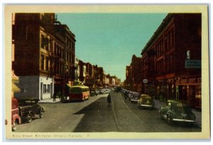 c1950's King Street Kitchener Ontario Canada Vintage Unposted Postcard