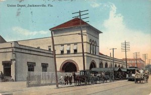 UNION TRAIN DEPOT RAILROAD STATION JACKSONVILLE FLORIDA POSTCARD 1912