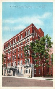 1939 Elks Club Hotel Roof Garden Auditorium Stage Springfield Illinois Postcard