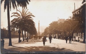 Spain Barcelona Paseo de Colon, Passeig de Colom Vintage RPPC C063