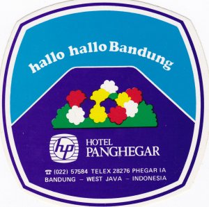 Indonesia West Java Bandung Hotel Panghegar Vintage Luggage Label sk2700.1