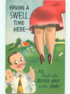 Linen Risque Chubby FAT Girl Bending Over Ab6790 | Topics - Risque - Women - Vintage Women