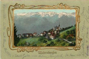 Postcard 1902 Switzerland Waulzen Hausen Fancy border Birdseye FR24-3308