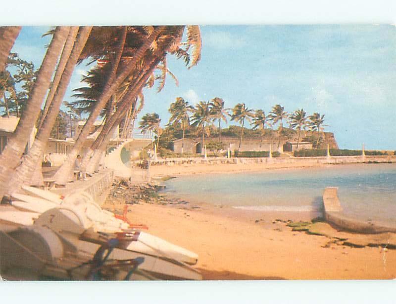 Pre-1980 VINTAGE SMALL BOATS AT BEACH CLUB San Juan Puerto Rico PR W5773